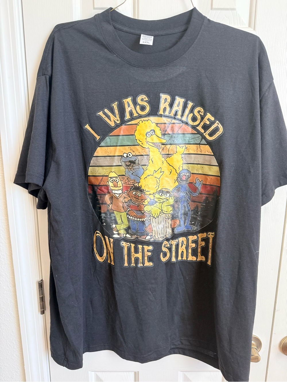 Black 'I Was Raised on the Street' Graphic Tee - Sesame Street